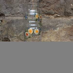 Vase Glas Emaillefarben Handbemalt Blumendekor 50er 60er Jahre Bild 3