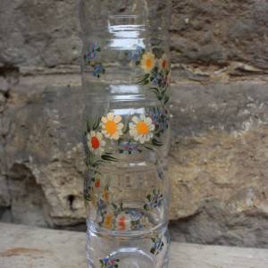 Vase Glas Emaillefarben Handbemalt Blumendekor 50er 60er Jahre Bild 4