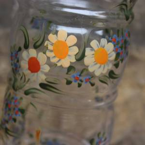 Vase Glas Emaillefarben Handbemalt Blumendekor 50er 60er Jahre Bild 5