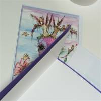 2 Karten Blumengruß als Druck meiner handgemalten Aquarelle Set bunte Grußkarten Kartenset Bild 3