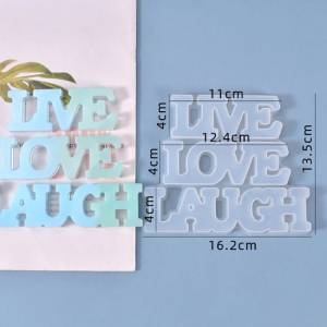 Silikon Gießform Live Love Laugh Schriftzug Resin Epoxid Harz Form 162x135x14mm DIY leben lieben lachen Bild 3