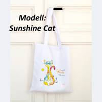 Baumwolltasche Sunshine-Cat, Stoffbeutel Stofftasche, Katze + Spruch: Ein Leben ohne Katze ist möglich, aber sinnlos Bild 2