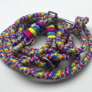 Hundeleine aus Seil - Regenbogen Farben, extra lang Bild 1