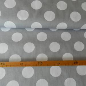 Baumwollstoff - grau mit großen weißen Punkten - ab 25 cm Bild 1