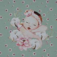 Jersey Panel Baby Newborn Neugeboren mint rosa Blumen Stenzo Digital 75 x 150 cm Bild 1