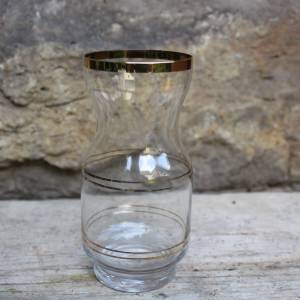 Vase Glas mit Goldrand 70er Jahre Bohemia Glas Bild 1