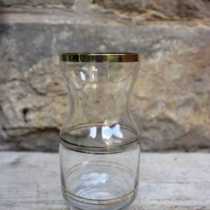 Vase Glas mit Goldrand 70er Jahre Bohemia Glas Bild 4