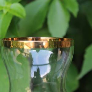 Vase Glas mit Goldrand 70er Jahre Bohemia Glas Bild 9