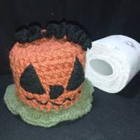 Klopapierhut,Toilettenpapier Wächter - Kürbis mit Locken 2, Klorollenhut, handgemacht, Halloween Bild 1