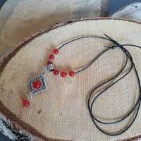 Wikinger inspirierte Perlenkette mit Chalcedon Perlen & Metall Perlen/ Verstellbare Kette/ Rauten Knoten Anhänger Bild 5