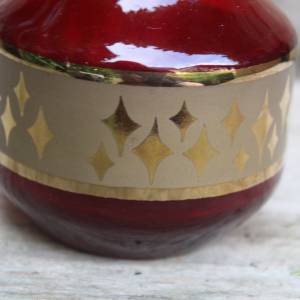 Vase rubinrotes Glas Golddekor 70er Jahre Vintage Bohemia Glas Bild 3