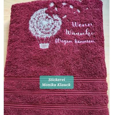 Duschtuch, bordeaux, 70 x 140, mit Motiv "Pusteblumen-Ballon"