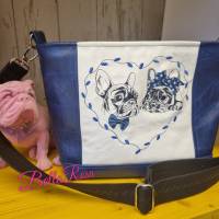 Grosse Umhängetasche Französische Bulldogge Frenchie Shopper Dream Blue Geschenkidee Hundefreund Unikat Bild 2