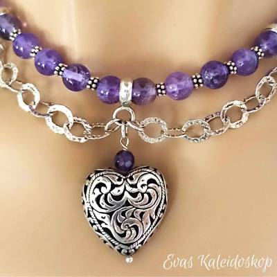 Besondere Trachtenkette aus Amethyst und Silber, Wies`n