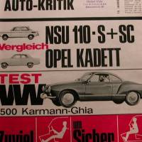 mot Auto-Kritik  Nr.4      11.2.  1967  -   Test   VW 155 Karmann- Ghia - Vergleich NSU 110-S+SC - Opel Kadett Bild 1