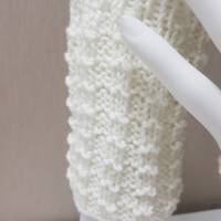 Pulswärmer 100 % Merino-Wolle handgestrickt weiß oder Wunschfarbe - Damen - Einheitsgröße - Modell 23 Bild 2