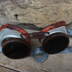 Vintage Schweißerbrille Schweißer Brille Schutzbrille Steampunk Crazy Frog 50er 60er Jahre DDR Bild 1