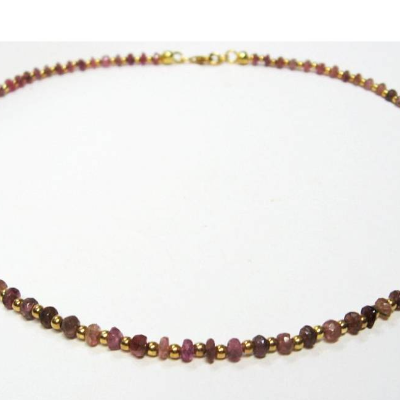 Edelsteinkette aus Pink Turmaln facettiert mit 925 Silber vergoldet