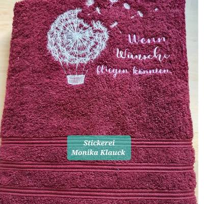 Handtuch, bordeaux, 50 x 100, mit Motiv "love faith hope"