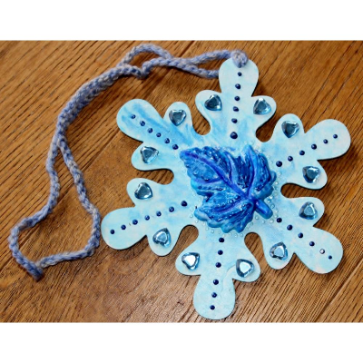 Collage BLAUER HERBSTZAUBER kleines Wandbild Herbstdeko Schneeflocke Wandhänger Türdeko Anhänger Handarbeit