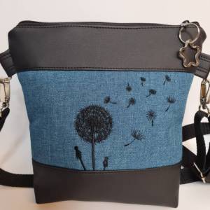 Kleine Handtasche Pusteblume türkis ptrol Umhängetasche Tasche mit Anhänger Kunstleder Bild 3