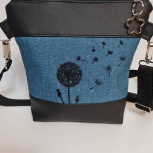 Kleine Handtasche Pusteblume türkis ptrol Umhängetasche Tasche mit Anhänger Kunstleder Bild 6