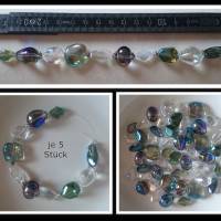 50 St. große Glasperlen Mix 15 - 18 mm AB Farbe blau grün weiß Bild 1