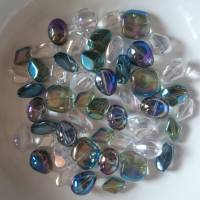 50 St. große Glasperlen Mix 15 - 18 mm AB Farbe blau grün weiß Bild 2