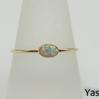 Goldfilled Ring mit ovalem künstlichen weißen Opal Bild 1