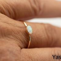 Goldfilled Ring mit ovalem künstlichen weißen Opal Bild 2