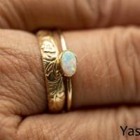 Goldfilled Ring mit ovalem künstlichen weißen Opal Bild 5