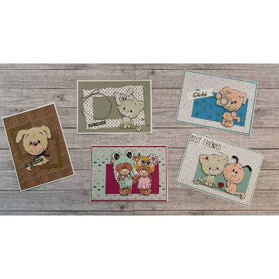 Niedliche Grußkarten / Glückwunschkarten für Kinder zum Geburtstag, für Mädchen & Jungen, Katzen & Hunde, Handarbeit