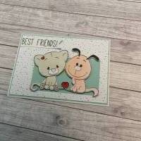 Niedliche Grußkarten / Glückwunschkarten für Kinder zum Geburtstag, für Mädchen & Jungen, Katzen & Hunde, Handarbeit Bild 2