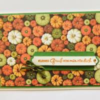 Herbstliche Grußkarten mit Kürbissen Karte Herbst Handarbeit Unikat Bild 5