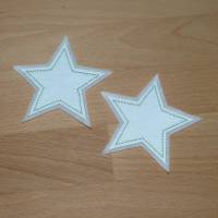 1 Paar Applikationen zum Aufbügeln, reflektierende Sterne 7 cm, Handarbeit Bild 1