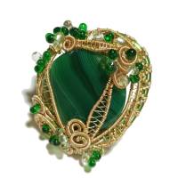 Großer Ring Achat grün 55 x 45 mm handgemacht in wirework goldfarben crazy Handschmuck Bild 5