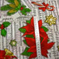 Deko-Stoffe Baumwolle Liedertexte Noten Weihnachtssterne Adventskranz Sterne Kugeln Glocken Weihnachtsstoffe Bild 4