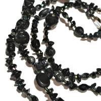 Lange Kette 140 cm schwarz Edelsteinmix Onyx Lava und Glasperlen als Geschenk für sie boho Bild 3
