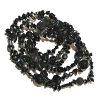 Lange Kette 140 cm schwarz Edelsteinmix Onyx Lava und Glasperlen als Geschenk für sie boho Bild 4