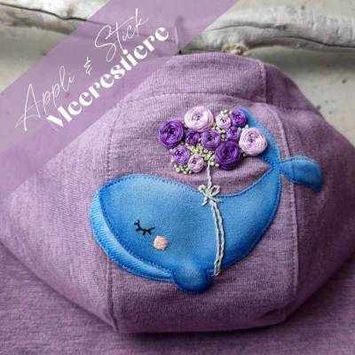 Appli & Stick Meerestiere - appliziere mit der Nähmaschine & pimpe mit einer Handstickerei - Wal, Robbe & Schildkröte