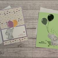 Grußkarten / Glückwunschkarten „niedliche Grüße zur Geburt eines Babys“, für Mädchen & Jungen, Handarbeit, Stampin‘Up! Bild 1