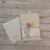 Grußkarten / Glückwunschkarten „niedliche Grüße zur Geburt eines Babys“, für Mädchen & Jungen, Handarbeit, Stampin‘Up! Bild 3