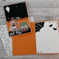 Grußkarten / Glückwunschkarten zu Halloween, „Hexe oder Kürbis gratulieren zum Geburtstag“, Handarbeit, Stampin’Up! Bild 3