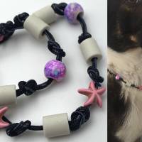 EM Keramik Halsband, Halskette, Schmuckband, Armband für Hund und Mensch - pink Star Bild 1
