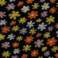 Alpenfleece "Blüten", schwarz-bunt, 160 cm breit, Meterware, Preis pro 0,5 lfdm Bild 1