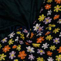 Alpenfleece "Blüten", schwarz-bunt, 160 cm breit, Meterware, Preis pro 0,5 lfdm Bild 2