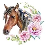 237 Wandtattoo Pferd Kopf braun mit Blumen Kinderzimmer Sticker Aufkleber in 5 versch. Größen *nikima* Bild 1