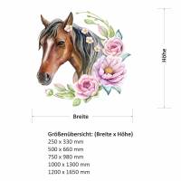 237 Wandtattoo Pferd Kopf braun mit Blumen Kinderzimmer Sticker Aufkleber in 5 versch. Größen *nikima* Bild 2