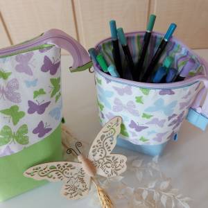 Popup-Mäppchen, Stiftemäppchen, Pencilcase - Schmetterlinge lila Bild 2