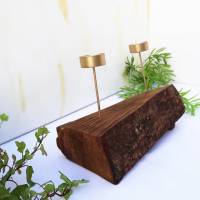 Kerzenhalter Holz rustikal für 2 Teelichter #4 Bild 2